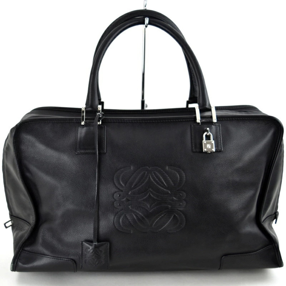 Loewe Amazona Leather Boston Bag Handbag Travel Black One